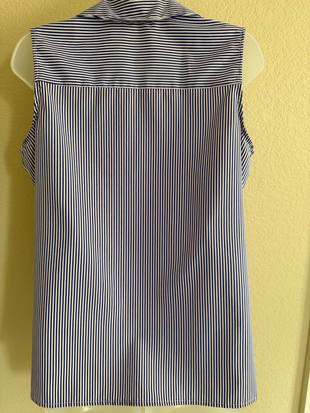 Notations Blue and White Striped Sleeveless Button-Up Blouse - Picture 2 of 3
